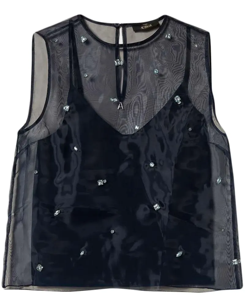 Twin-Set Besticktes Organza-Oberteil - Blau Blau