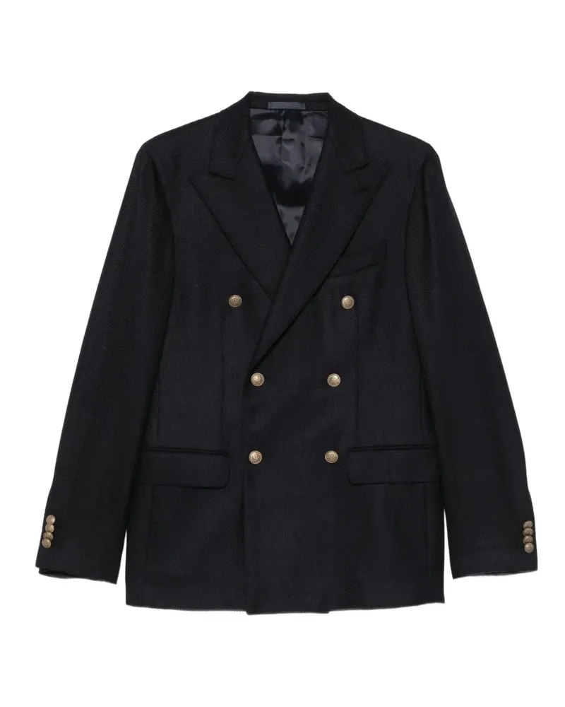 Caruso double-breasted peak-lapel jacket - Blau Blau