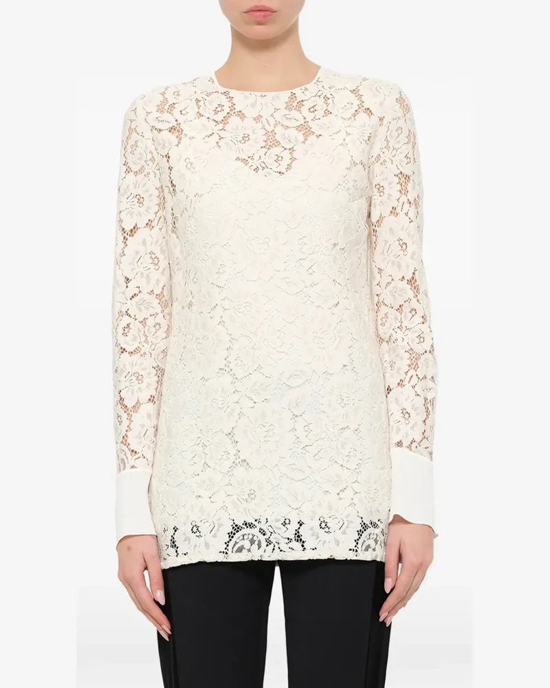 Lanvin floral-lace top - Nude Nude