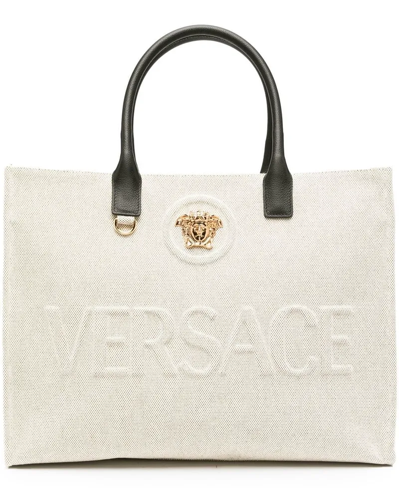 Versace large La Medusa canvas tote bag - Nude Nude