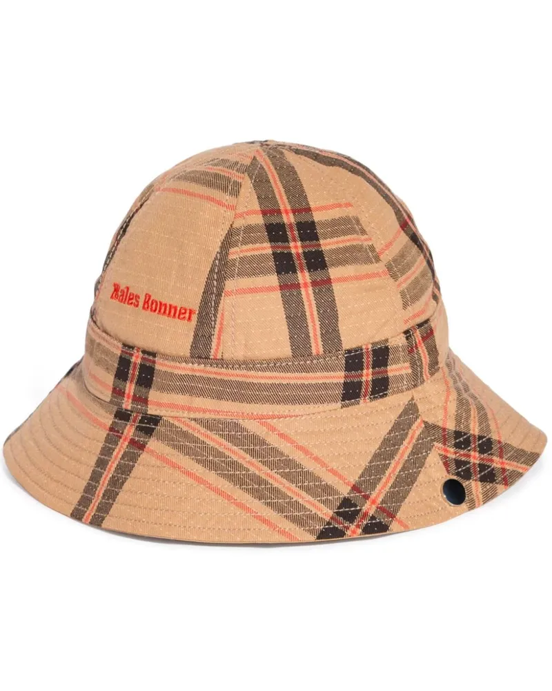 adidas x Wales Bonner karierter Fischerhut - Nude Nude