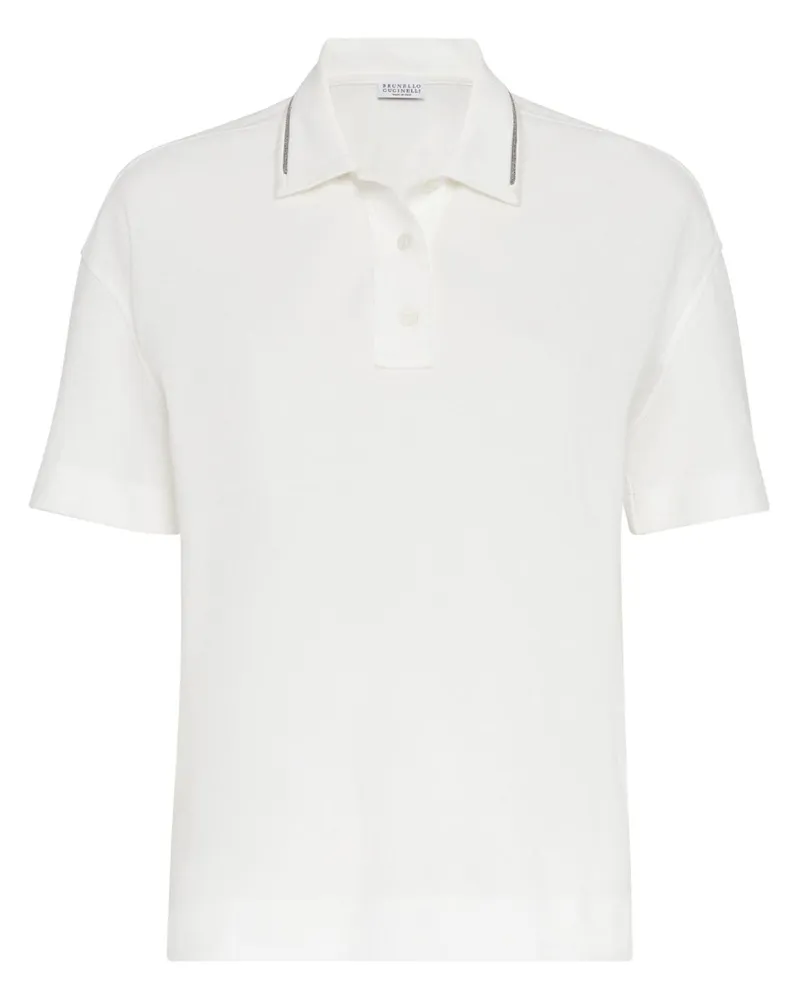 Brunello Cucinelli T-Shirt mit Monili-Kettendetail - Weiß Weiß