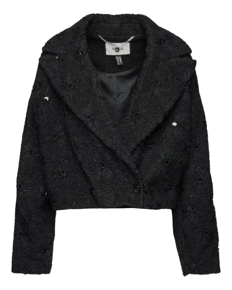 NISSA Bouclé-Jacke mit Perlen - Schwarz Schwarz