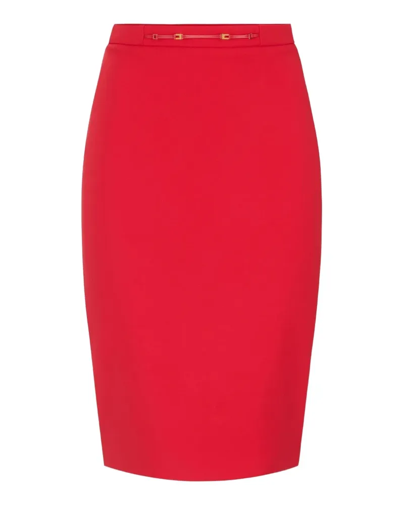 Elisabetta Franchi skirt in stretch double-layer crêpe fabric with jewel detail - Rot Rot