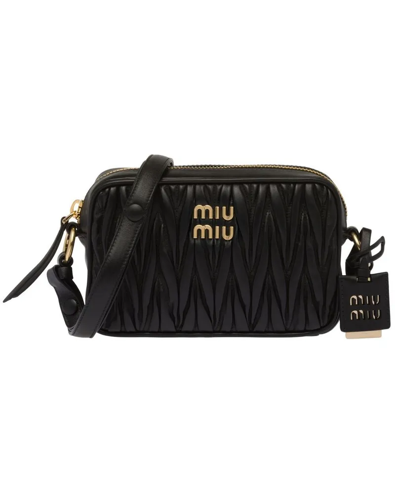 Miu Miu Matelassé-Schultertasche Schwarz