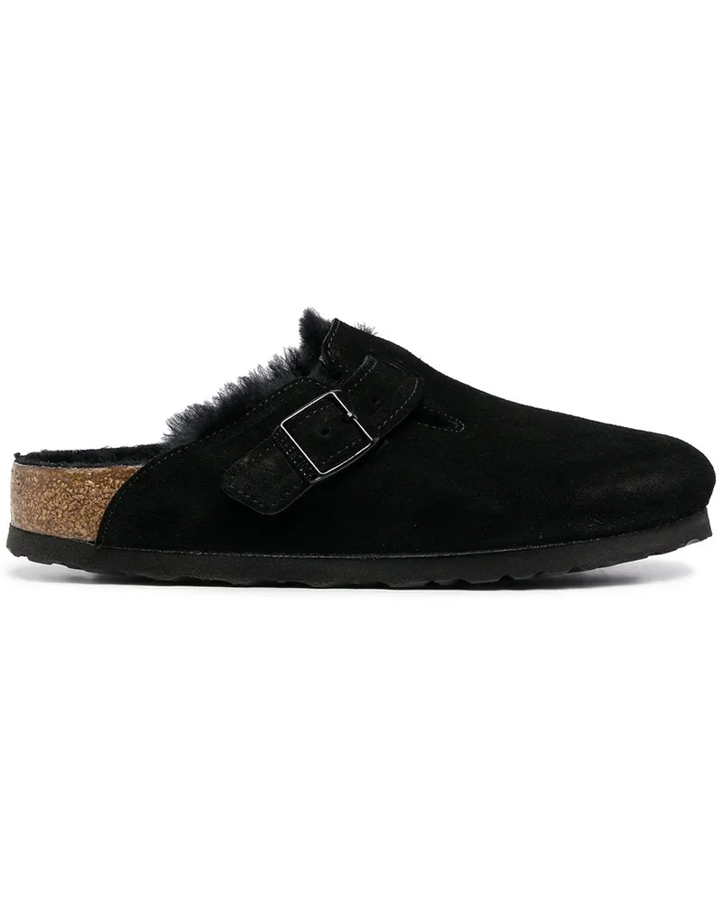 Birkenstock Slipper mit Shearling-Besatz Schwarz