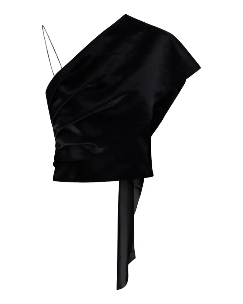 forte_forte Drapiertes Duchesse One-Shoulder-Top - Schwarz Schwarz