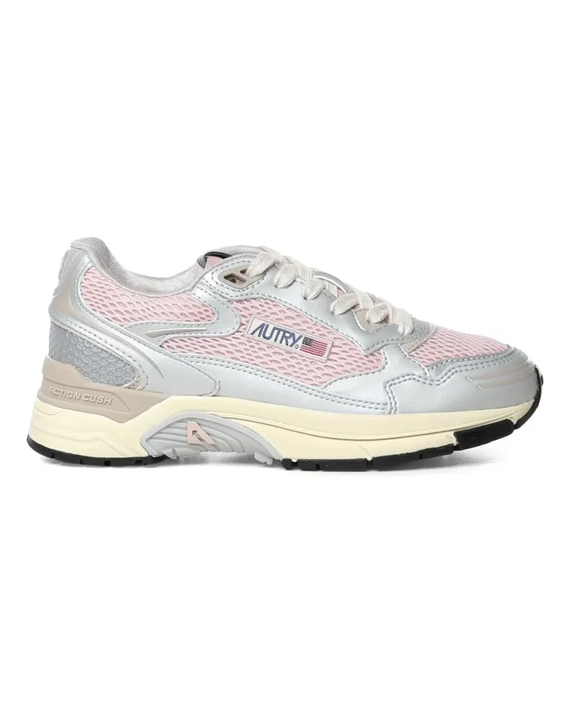 AUTRY Hyperway sneakers in silver, powder and feather gray synthetic leather and mesh - Silber Silber