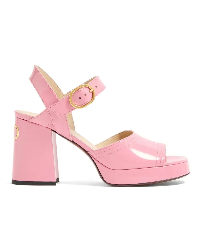 Valentino Garavani Fawcette platform sandals in polished calfskin 100mm - Rosa Rosa