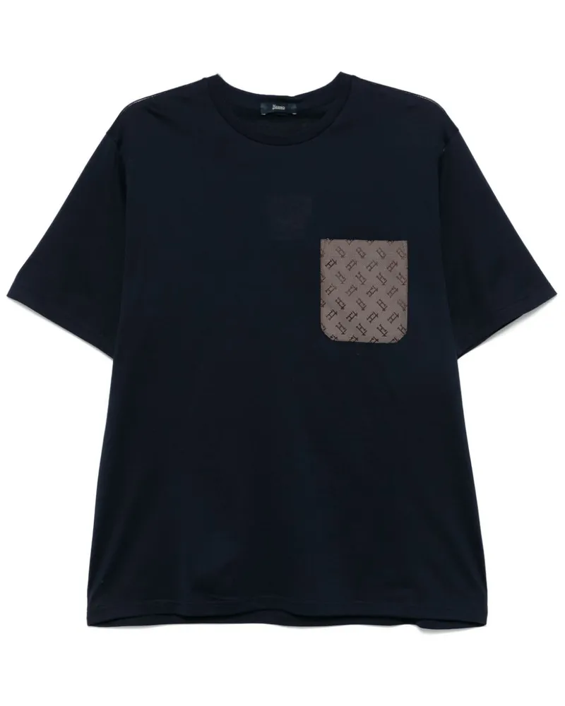 Herno T-Shirt mit Logo-Stickerei - Blau Blau