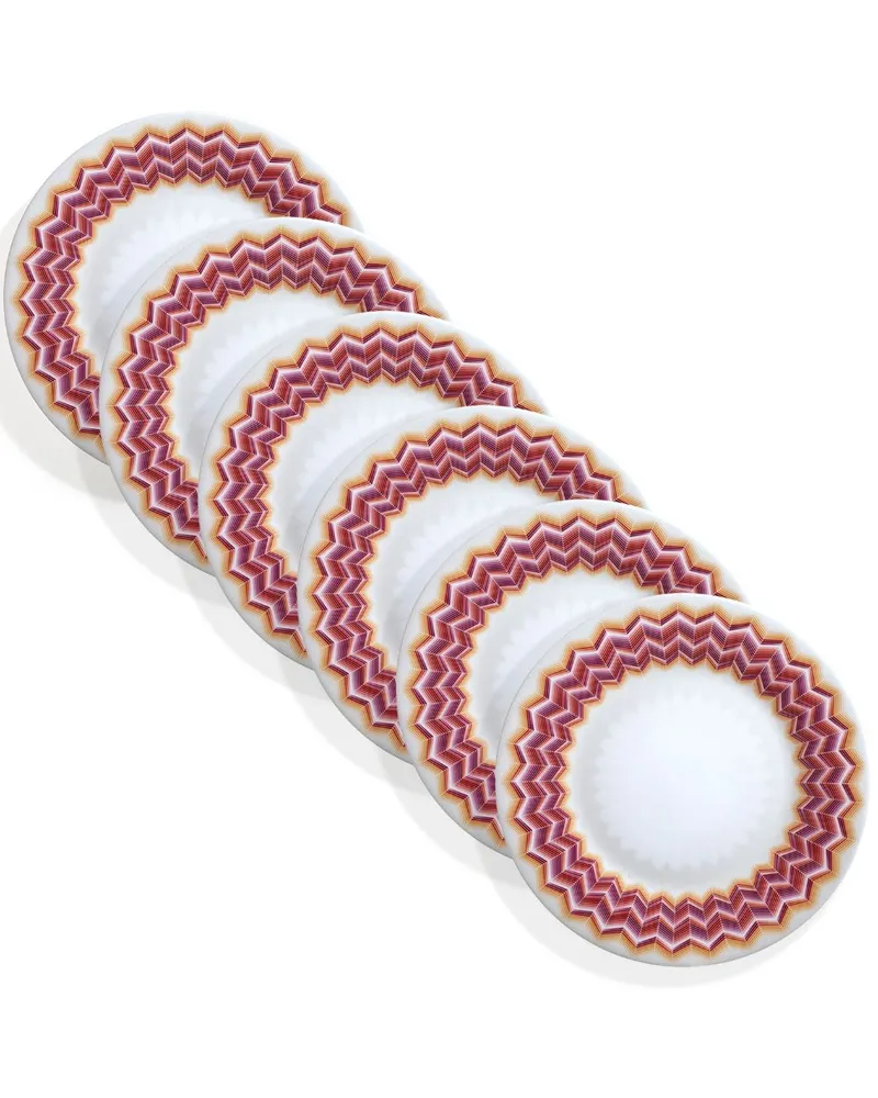 Missoni Home Set aus sechs Zig Zag Jarris Tellern - Weiß Weiß