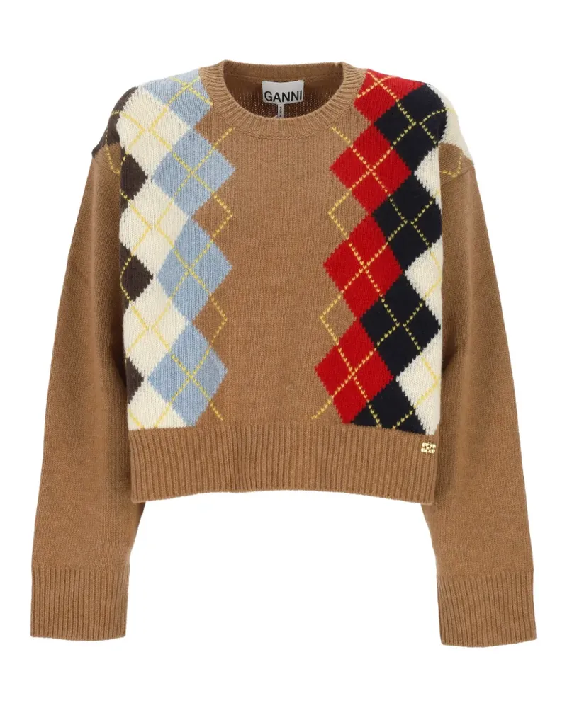 Ganni Pullover mit Argyle-Muster - Braun Braun