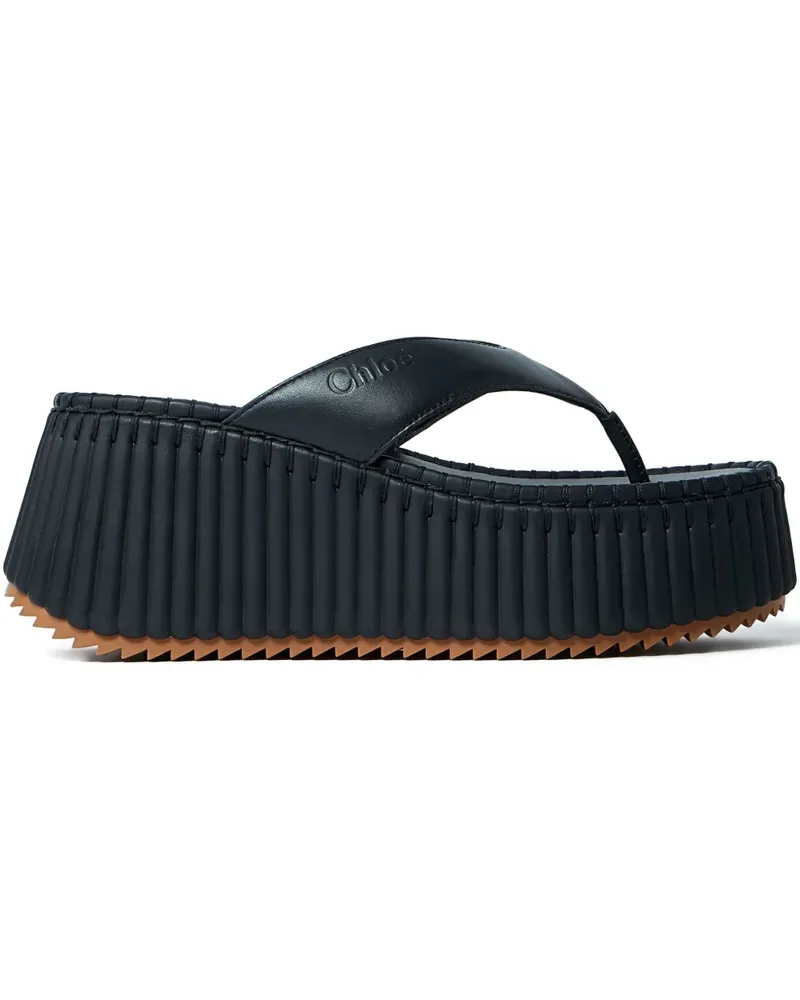 Chloé Plateau-Sandalen mit Zehensteg 80mm - Schwarz Schwarz