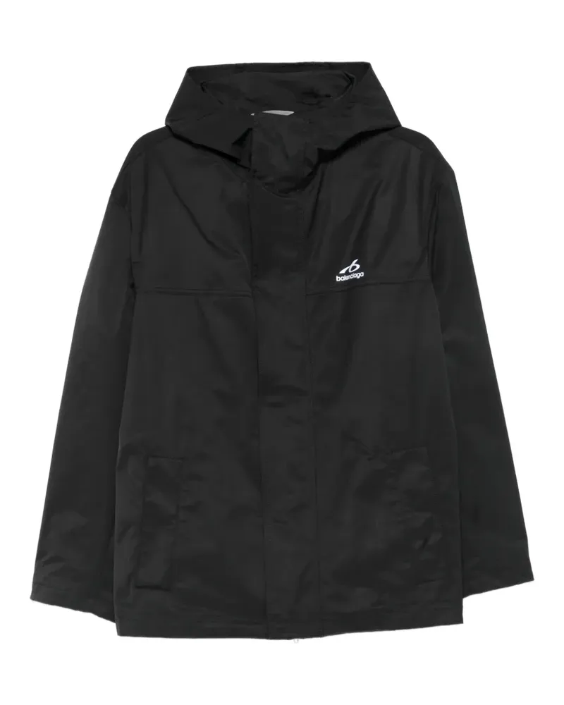 Balenciaga Kapuzenjacke mit Logo-Print - Schwarz Schwarz