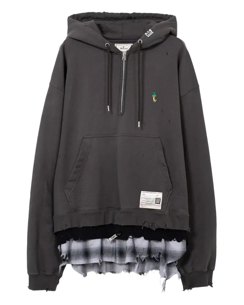 MIHARAYASUHIRO Distressed-Hoodie im Layering-Look - Schwarz Schwarz
