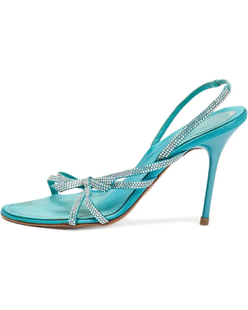 René Caovilla Pre-owned Slingback-Sandalen mit Kristallschleife 110mm - Blau Blau