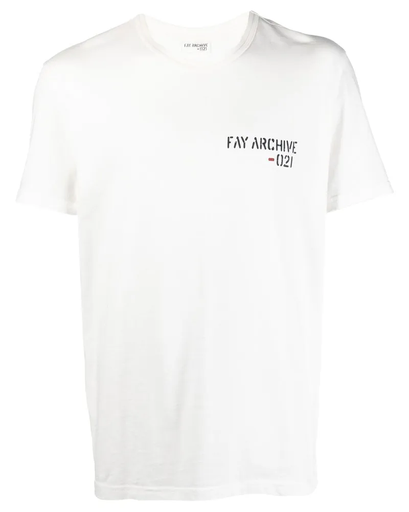 Fay T-Shirt mit Logo-Print Weiß