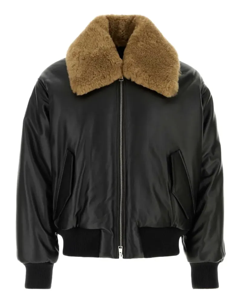 AMI Paris black lamb leather padded jacket - Schwarz Schwarz