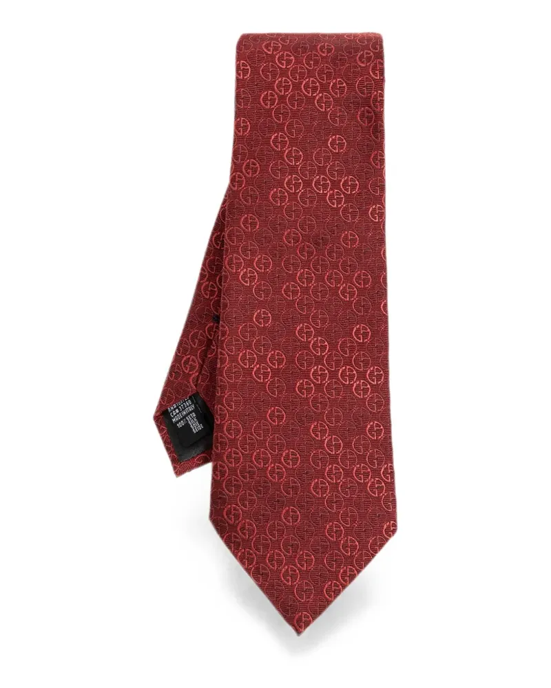 Giorgio Armani Krawatte mit Logo-Jacquardmuster - Rot Rot