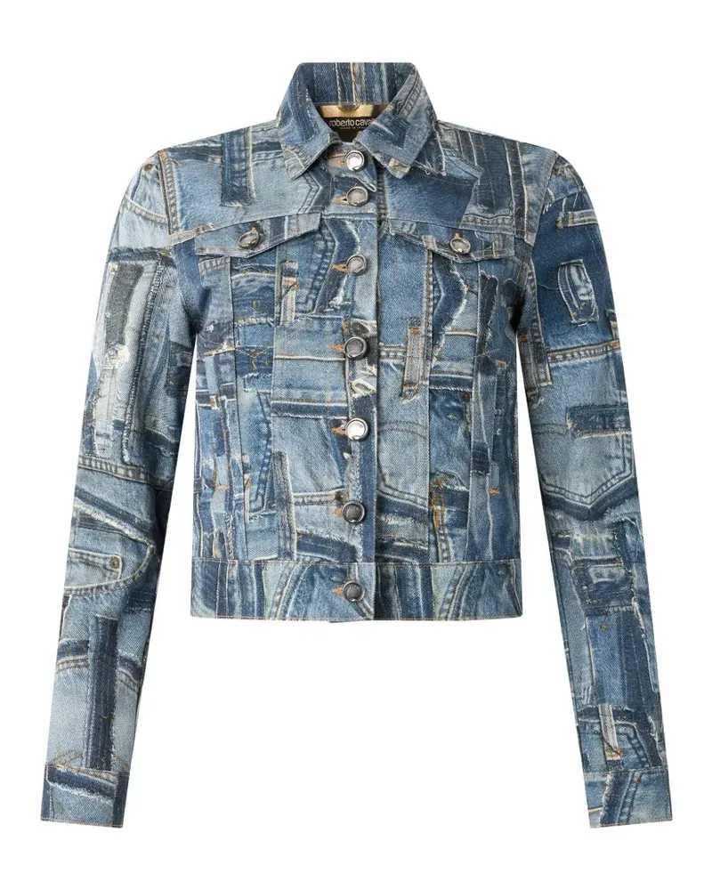 Roberto Cavalli Jeansjacke im Patchwork-Look - Blau Blau