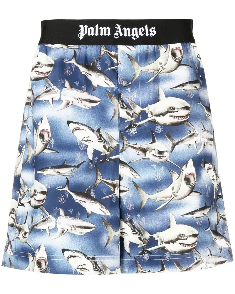Palm Angels Shorts mit Hai-Print - Blau Blau