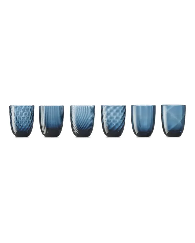 NasonMoretti Idra Set aus strukturierten Gläsern - Blau Blau