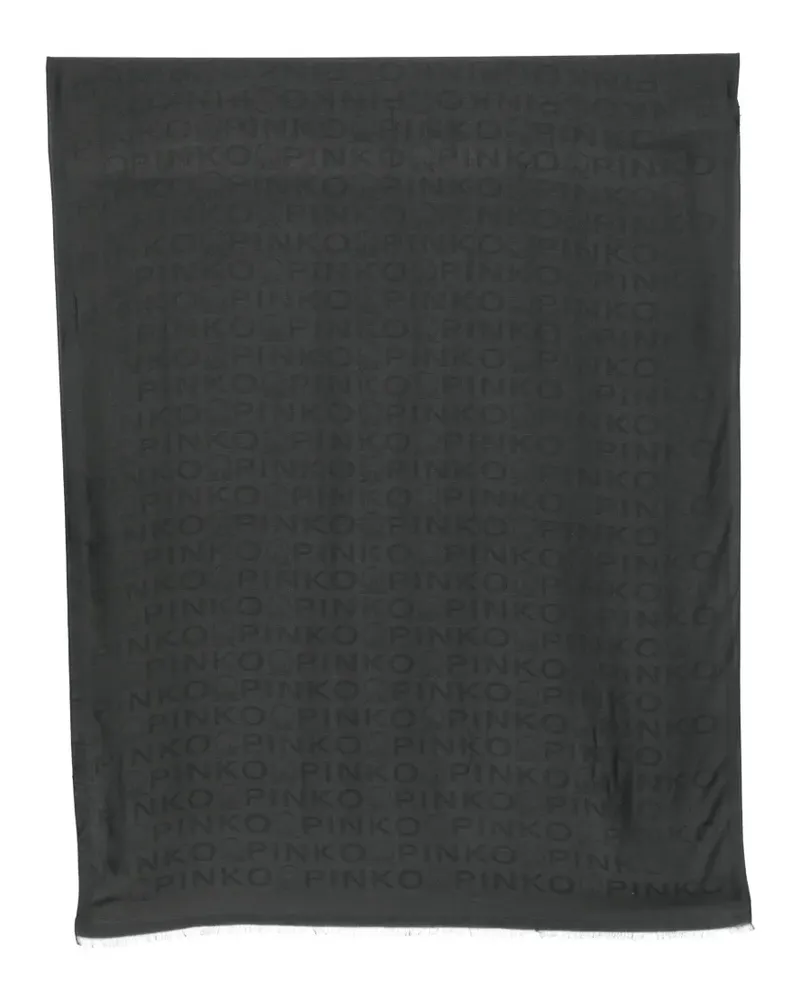 Pinko logo frayed scarf - Schwarz Schwarz