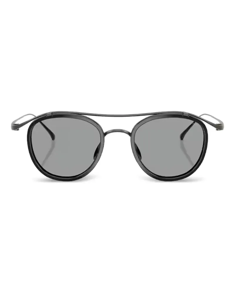 Giorgio Armani Runde Sonnenbrille mit Doppelsteg - Schwarz Schwarz
