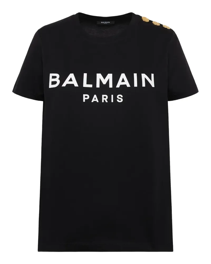 Balmain T-Shirt mit Knöpfen - Schwarz Schwarz
