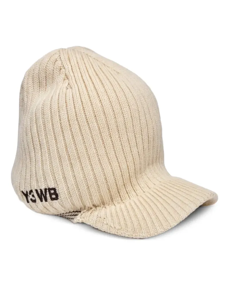 Y-3 x Wales Bonner ribbed-knit visor beanie hat - Nude Nude