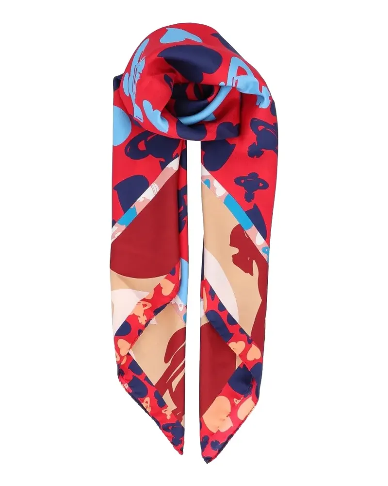 Vivienne Westwood Seidenschal mit Herz-Print - Rot Rot