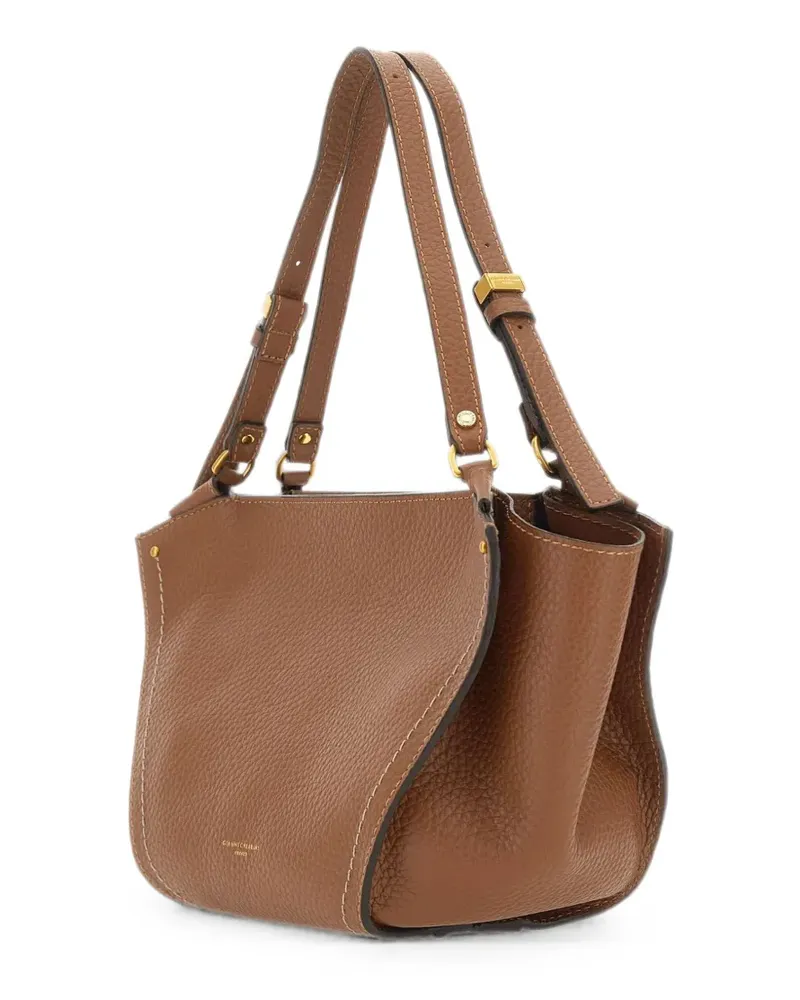 Gianni Chiarini medium Bloom grain-leather shoulder bag - Braun Braun