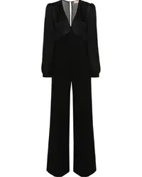 Twin-Set Plissierter Jumpsuit mit weitem Bein Schwarz