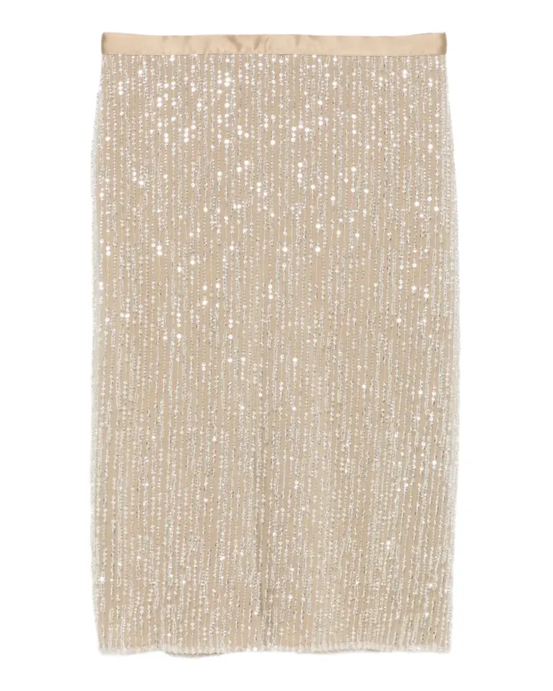 AMI Paris Bleistiftrock mit Pailletten - Nude Nude