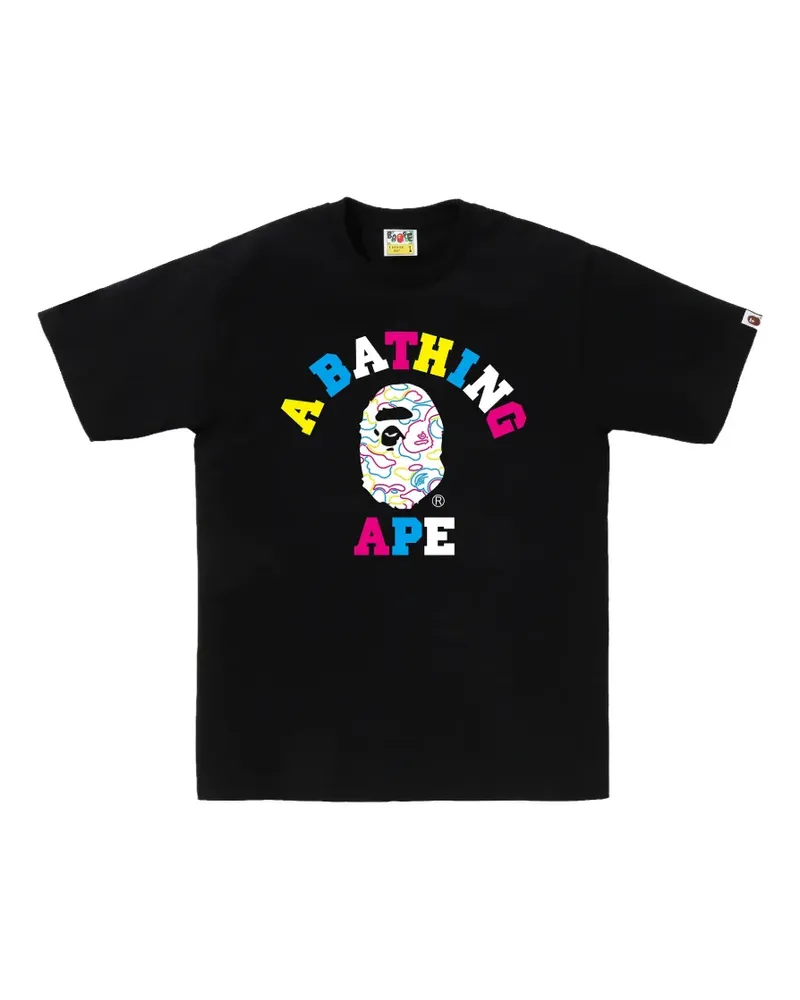 BAPE Neon College T-Shirt - Schwarz Schwarz