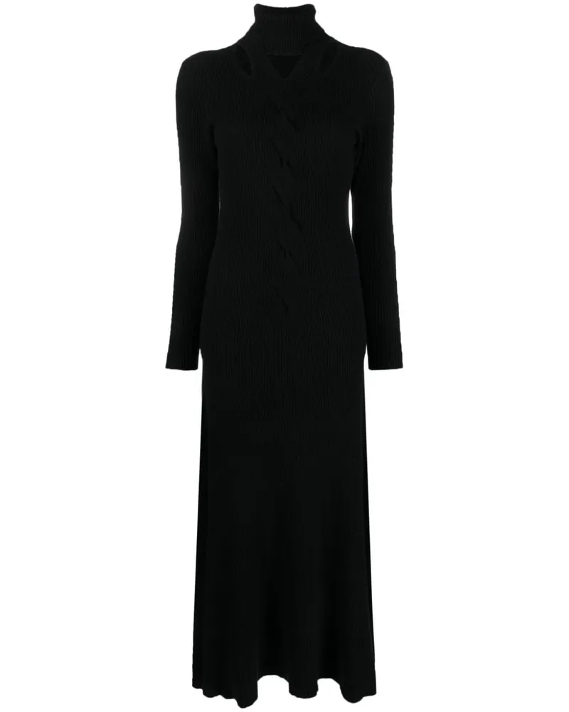 Fabiana Filippi Gerafftes Kleid mit Cut-Out - Schwarz Schwarz