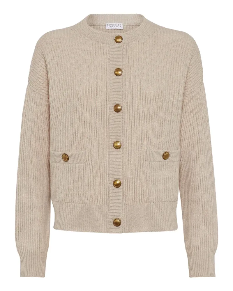 Brunello Cucinelli Gerippter English Cardigan mit Knöpfen - Nude Nude