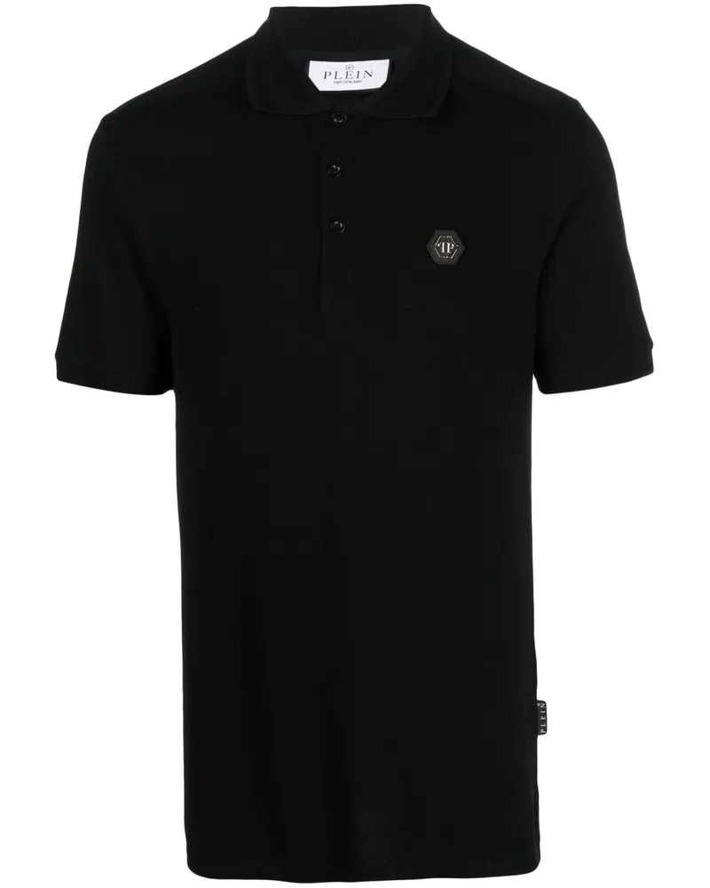 Philipp Plein Poloshirt mit Logo-Patch - Schwarz Schwarz
