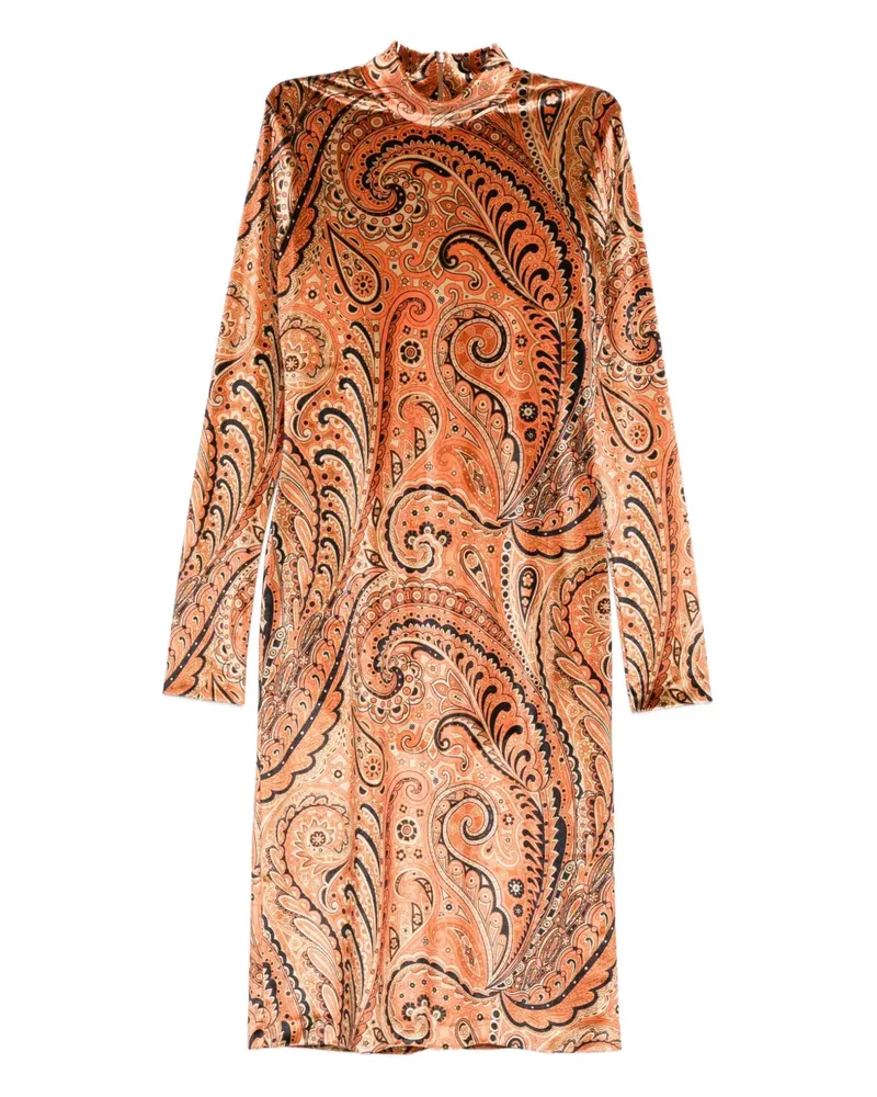 Etro Stehkragen-Midikleid mit Paisley-Print - Nude Nude
