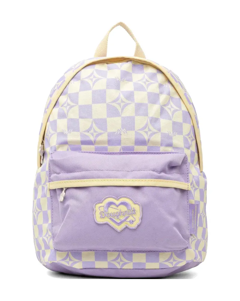 DOUGHNUT mini Plus One Kaleido checkerboard-print logo-patch backpack - Gelb Gelb