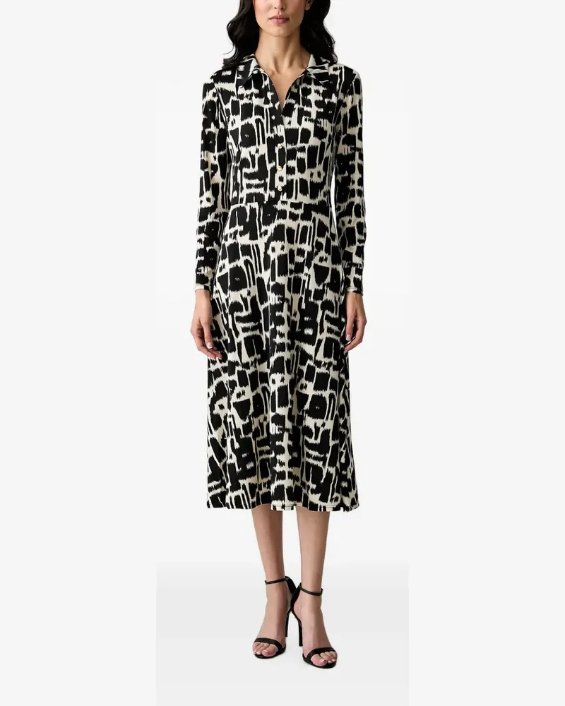 Morgan Midi-Hemdkleid mit abstraktem Print - Schwarz Schwarz