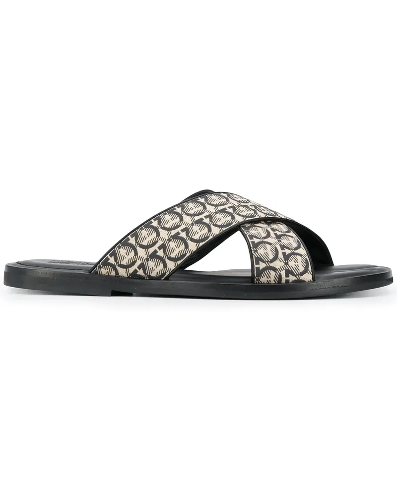 Ferragamo Pantoletten mit Gancini-Logo - Nude Nude