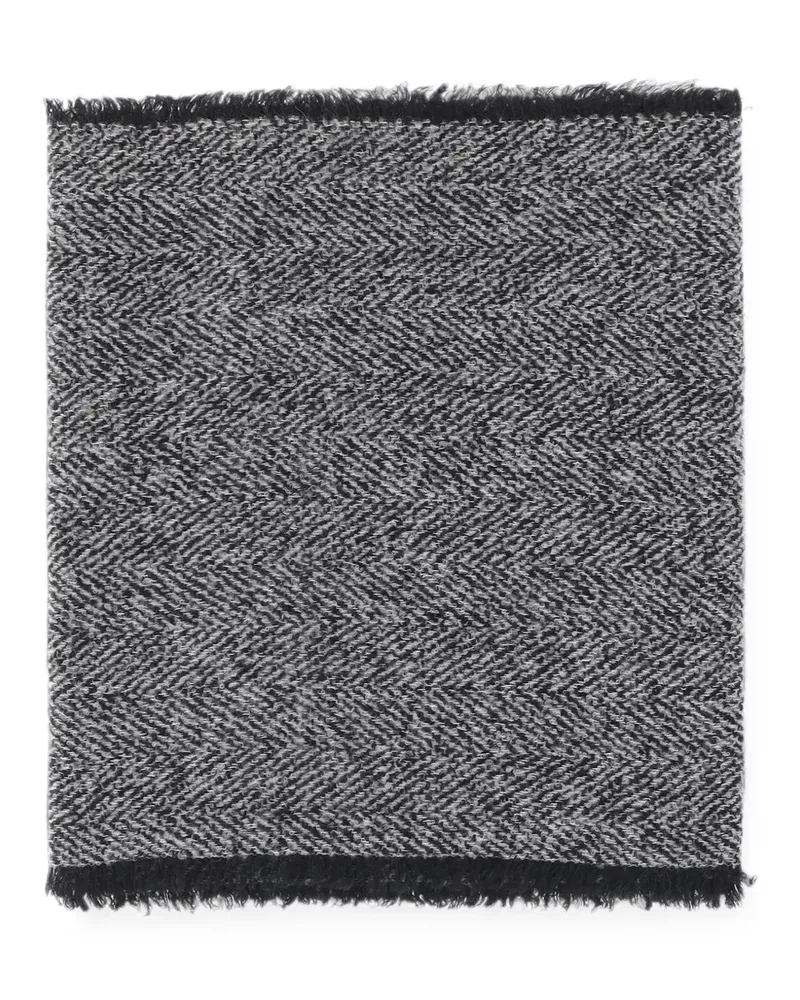 Faliero Sarti herringbone-pattern fringed scarf - Schwarz Schwarz