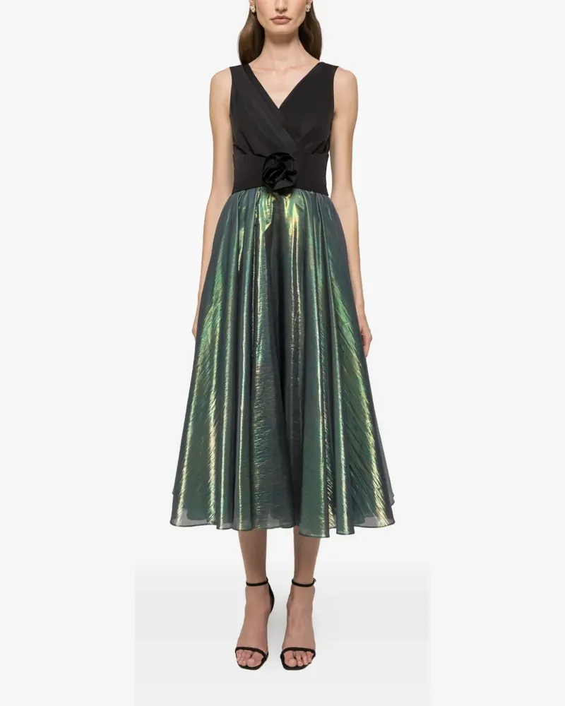 NISSA floral-detail V-neck midi dress - Grün Grün