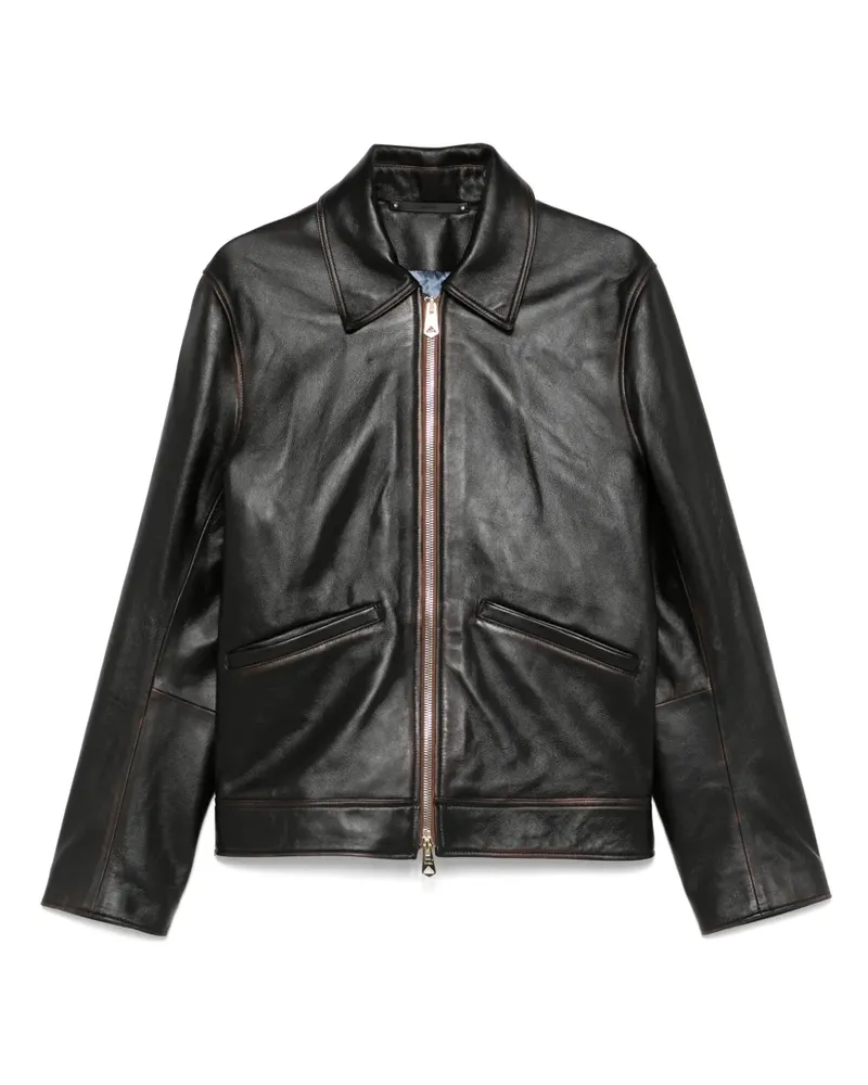 Paul Smith Lederjacke mit Reißverschluss - Schwarz Schwarz