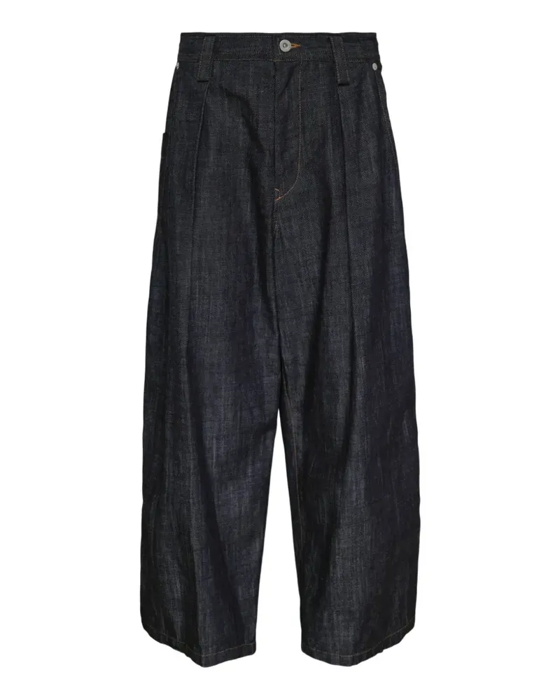 Yohji Yamamoto pleated patch-pocket jeans - Blau Blau
