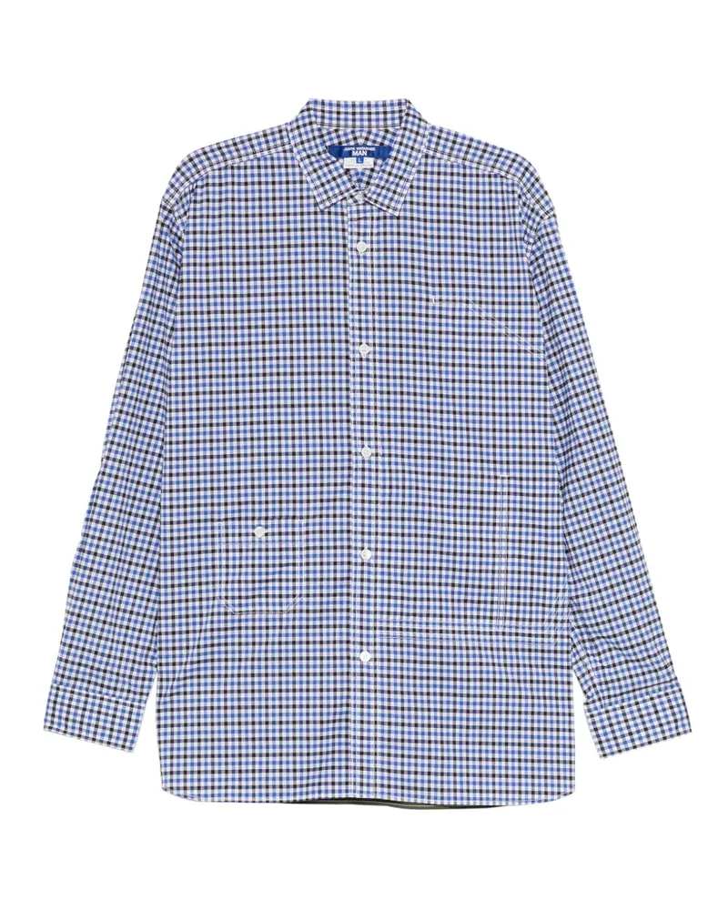 Junya Watanabe gingham-check panelled shirt - Blau Blau