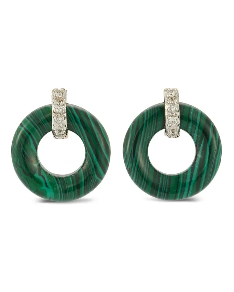 MATEO 14kt Donut Gelbgoldohrringe mit Diamanten und Malachit - Grün Grün