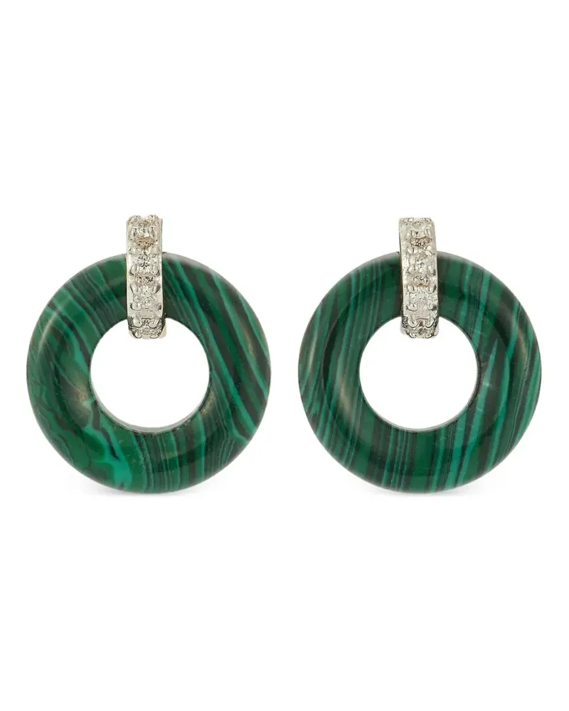 MATEO 14kt Donut Gelbgoldohrringe mit Diamanten und Malachit - Grün Grün