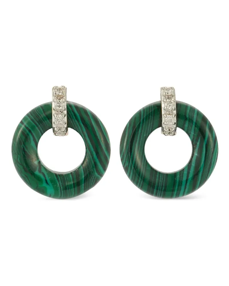 MATEO 14kt Donut Gelbgoldohrringe mit Diamanten und Malachit - Grün Grün